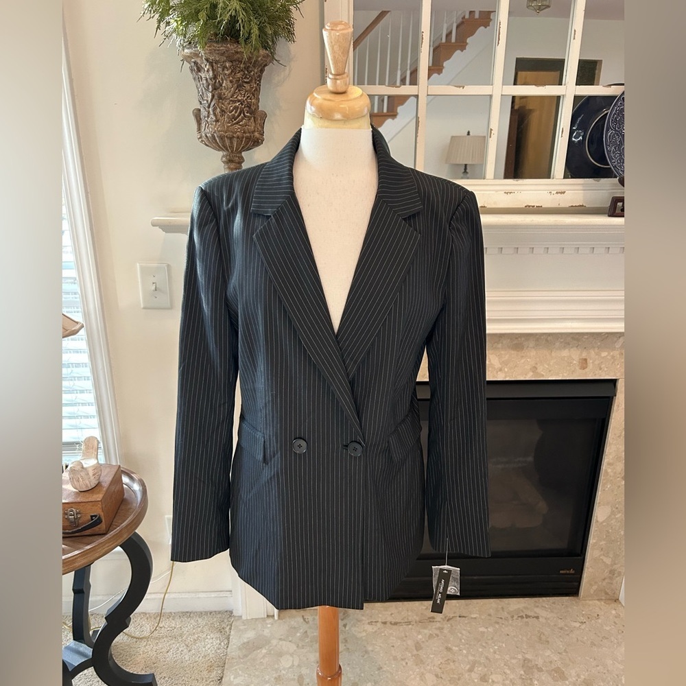 NWT Antonio Melani Black Pinstripe Women's Blazer